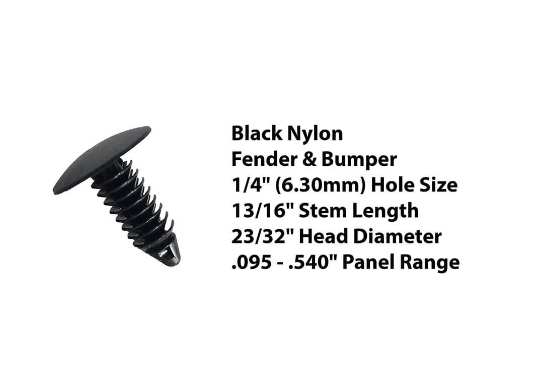 5625pk Panel Range Black Nylon Fender & Bumper Shield Retainer