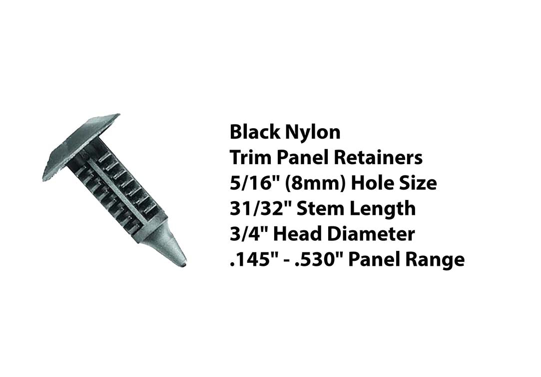 JL-33pk Range Black Nylon Trim Panel Retainers